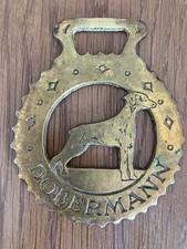 Vintage Doberman Dog Horse Brass Dobermann