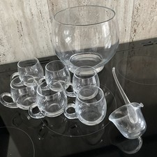 Punch bowl 6 x Cups and  Ladle Set By John Lewis Clear Glass Bundle 