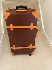 Suitcase vintage style brown & orange
