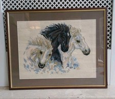 Three wild horses framed - three,