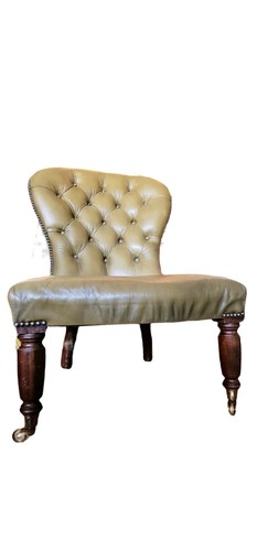 Superb antique tufted - , leather
