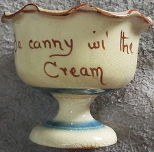 Rare Devon Motto Ware "Be Canny Wi' The Cream" Footed Sugar Bowl - Unique 1920s!