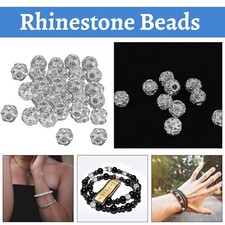 Rhinestone Beads Diamante Silver Disco Ball For Jewellery Earring Making 6/10mm