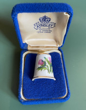 Aynsley Vintage Bone China Thimble Scottish Thistle, Original Box