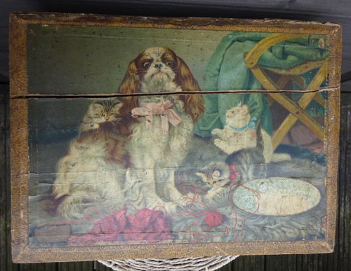Antique lithograph wooden - antique,