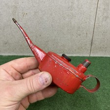 Vintage Thumb Oil Can Miniature Sutcliffe Oiler Small Red Oiling Cans Brass Lid