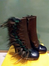 FENDI Leather Short Boots 36.5 Brown Auth Women