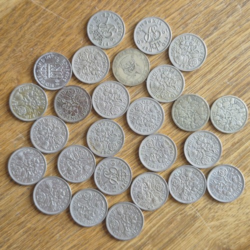 British sixpence coins - x,