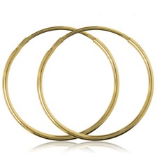 9CT GOLD HOOP EARRINGS ROUND POLISHED PLAIN TUBE CREOLE YELLOW SLEEPER GIFT BOX