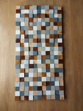 Wooden Bed Headboard, Hand Made, multi coloured, 3D Blocks.