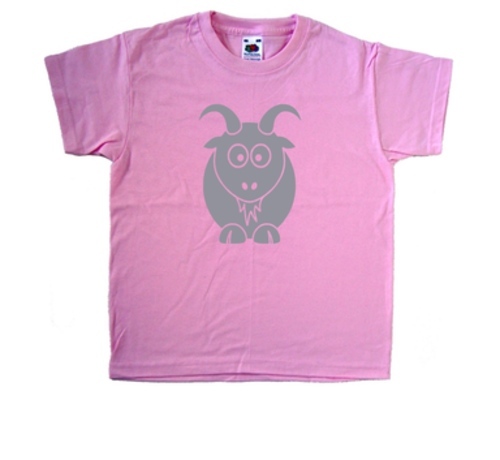 Cartoon goat pink kids shirt - pink, t-shirt