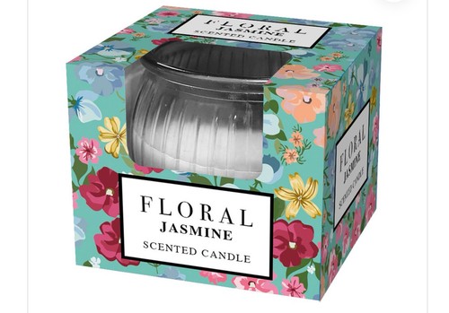 Floral jasmine scented candle - floral,