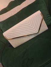 River Island Gold and Cream Clutch Bag Without Chain Strap Good Condition