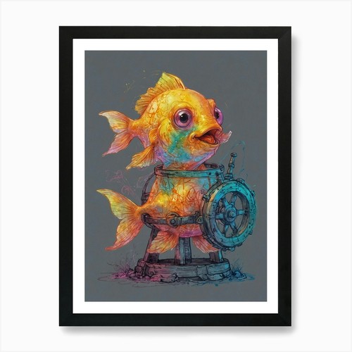 Fish tank art print framed - fish,
