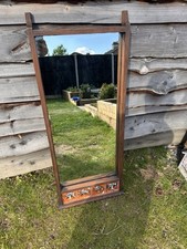 Stunning Antique Wood & Tile Framed Large Mirror VGC 42 X 102 CM
