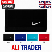 For Nike ✅ Unisex Wallet Swoosh Dri-FIT Bifold Card Holder Coin Zip Purse Black