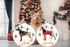 Personalised Christmas Tree Bauble Dog Paw Pet Decoration Gift Wooden Tag Bone 