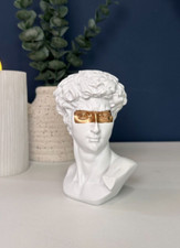 Mini Roman Greek God White and Gold Bust Male Ornament Figurine