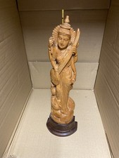 Vintage Wooden Indian Carving Statue Hindu Goddess, possibly Sarwasati