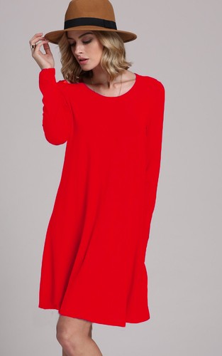 Women long sleeve swing dress - sleeve,