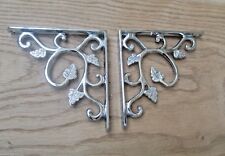 PAIR of Solid brass ornate decorative vintage wall mounted shelf support bracket
