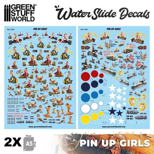 Water slide decals pin ups - slide,