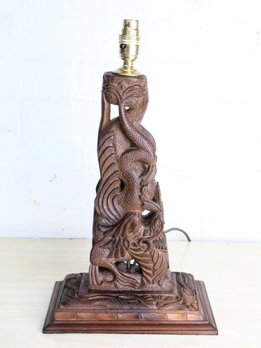 Table lamp vintage carved - lamp, a