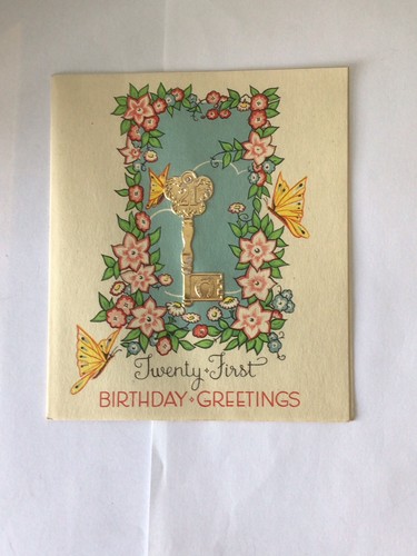 Vintage birthday card 21st - vintage,