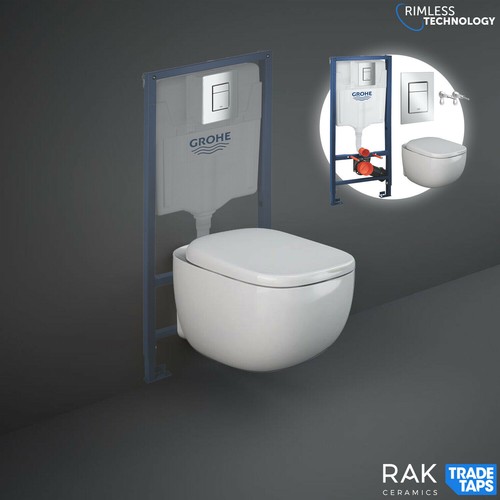 Rak wall hung toilet - rak, rimless