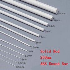 ABS Round Bar Dia 1/2/3/4/5/6mm Styrene Plastic Strips Rod Plasticard 250mm Long