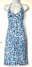 Zara halterneck powder blue floral short 100% cotton dress Size L
