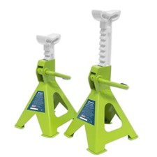 Sealey VS2002HV Axle Stands 2tonne Per Stand Capacity Ratchet Type Hi-Vis Green
