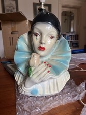 Vintage 80s Pierrot Clown Lamp Base Table Lamp