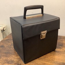 Vintage Record Carry Storage Case Box Vinyl Black 1970s 7” singles 45s DJ Retro