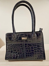 Osprey Black Leather Mock Croc Handbag Shoulder Bag