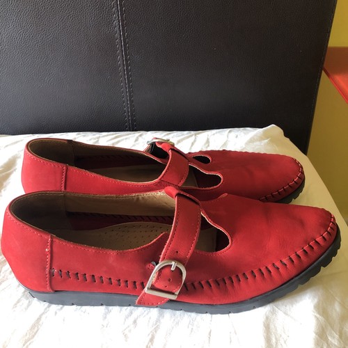 Hush puppies red leather - red, tbar