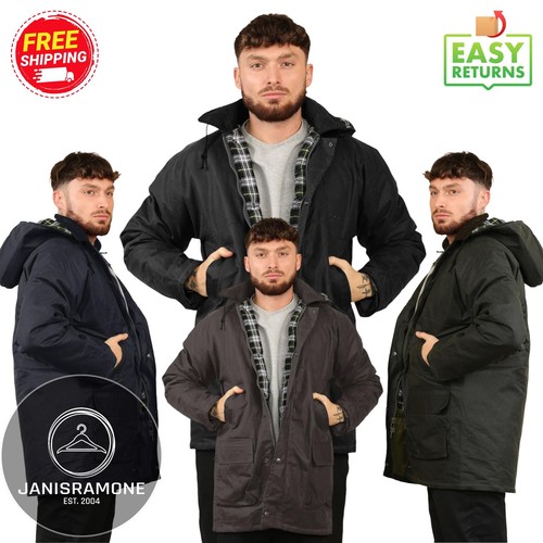 Mens padded wax jacket hooded - padded,
