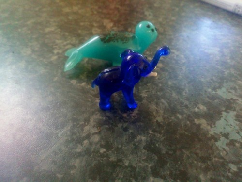 Glass seal and - elephant,