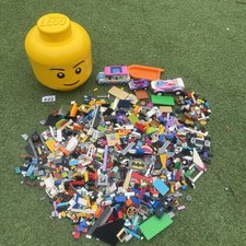 LEGO Female Head Storage Bucket with 2.5kg Mixed Bricks & Mini Figures Bundle