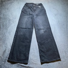 TU Wide Leg Jeans Women's UK 8 Black Cotton Blend Casual Wide-Leg