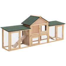 Wooden Rabbit Hutch & Guinea Pig House with Slide-Out Tray - Outdoor Run
