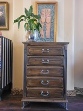 Beautiful Carved Set Of 5 Drawers. Vintage Wood Dresser. Unique Wood Drawers 