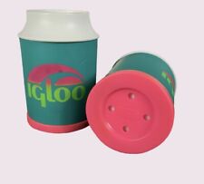 Igloo Cooler Can Koozie Beverage Holder Foam Coozie 80s Pink & Teal Blue