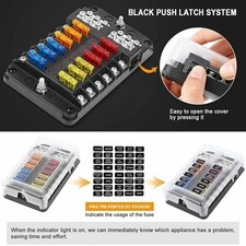 12 Way Car RV Boat Blade Fuse Box Block Automatic Fuse Box Holder Busbar 12V 32V