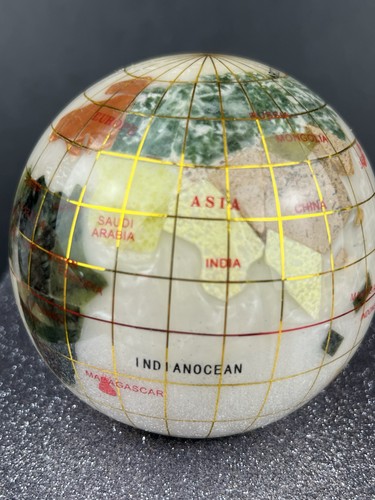 Stone inlay world globe - 3”,