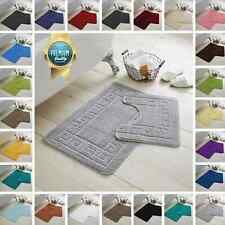 JACQUARD GREEK STYLE BATH MAT PEDESTAL SET NON SLIP TOILET BATHROOM RUGS 2 PIECE