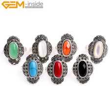 Rings Turquoise Coral Agate Crystal Gemstones Silver Marcasite Beade Jewellry UK