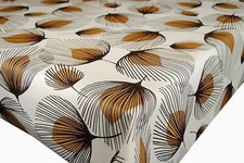 Whisper Feather Dark Taupe PVC Vinyl Wipe Clean Oilcloth Tablecloth