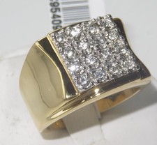 Mens gold ring cz signet pinky