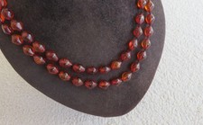 Vintage Amber Honey Cognac beaded necklace hand knotted